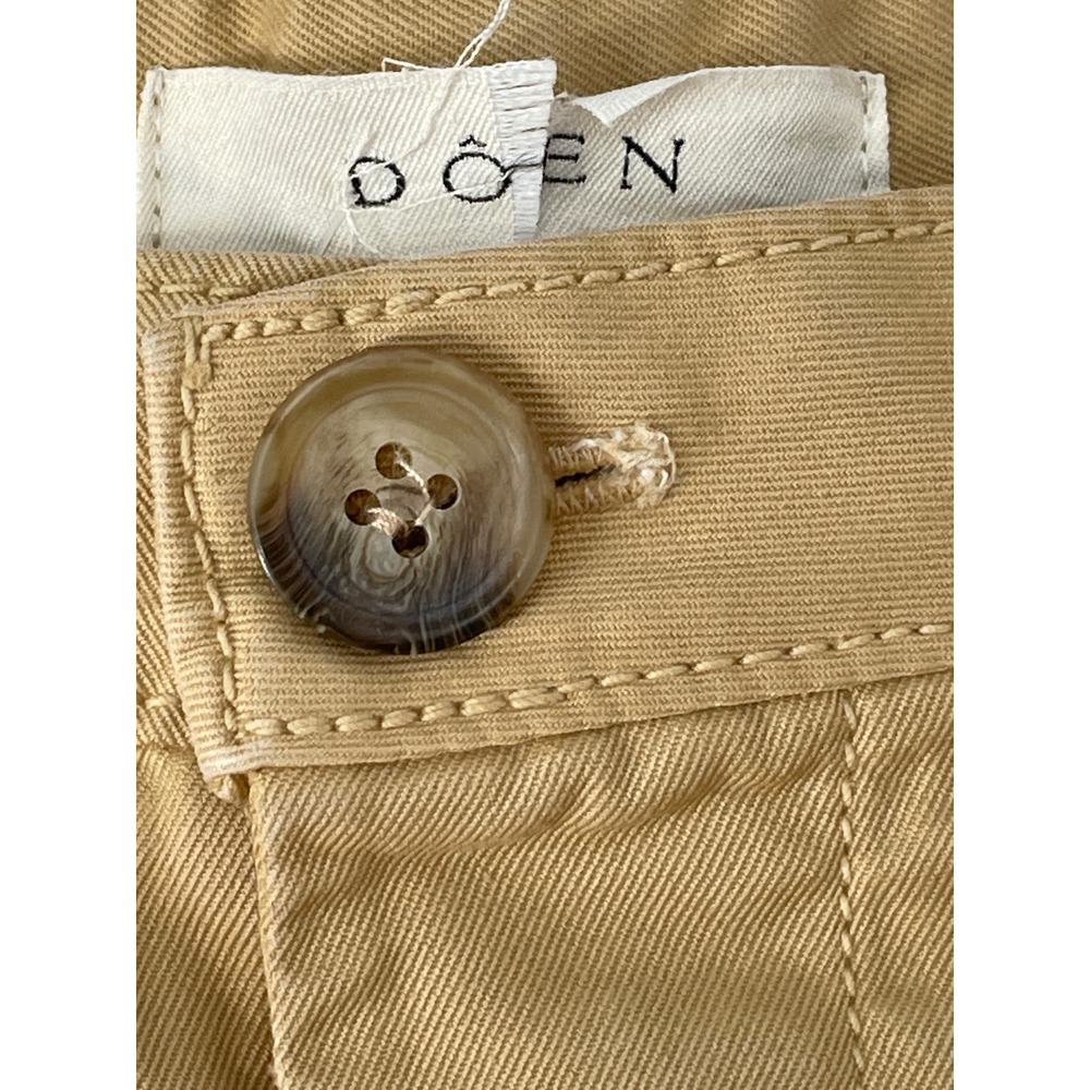 Doen Wide Leg Pleated Cotton Pants in Khaki - Picture 3 of 5